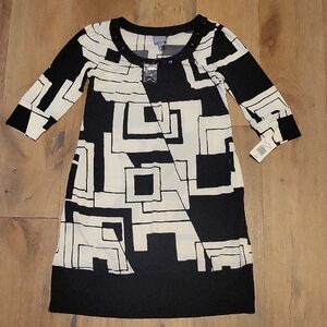 NWT Rabbit Rabbit Rabbit Black And Ivory Geometric Dress Size 6 NEW
